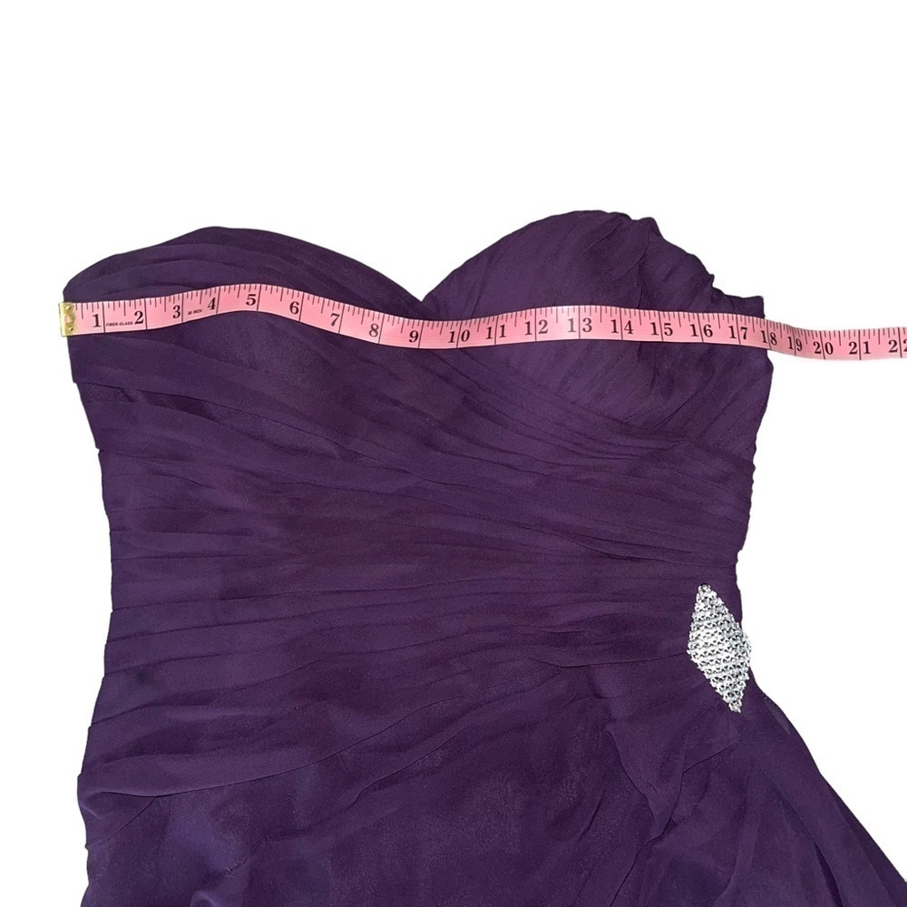 Bill Levkoff Violet/Purple/Eggplant Sweetheart Strapless Chiffon Long Gown Dress - Picture 6 of 15